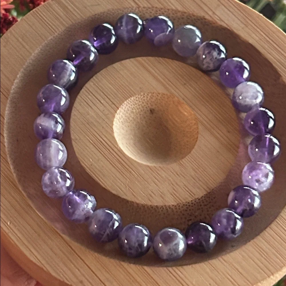 Handmade Amethyst Crystal Beaded Bracelet *